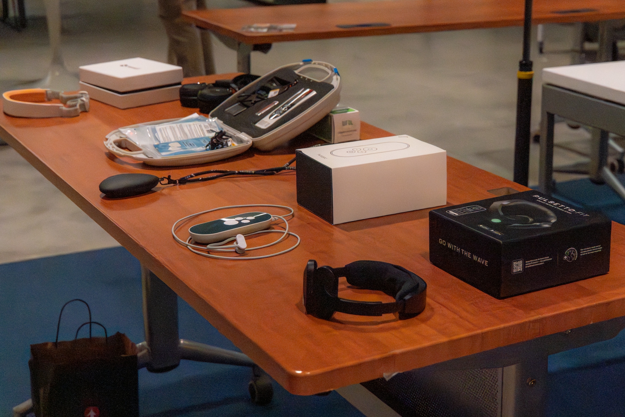Hands-on neurotech testing setup at TFBL