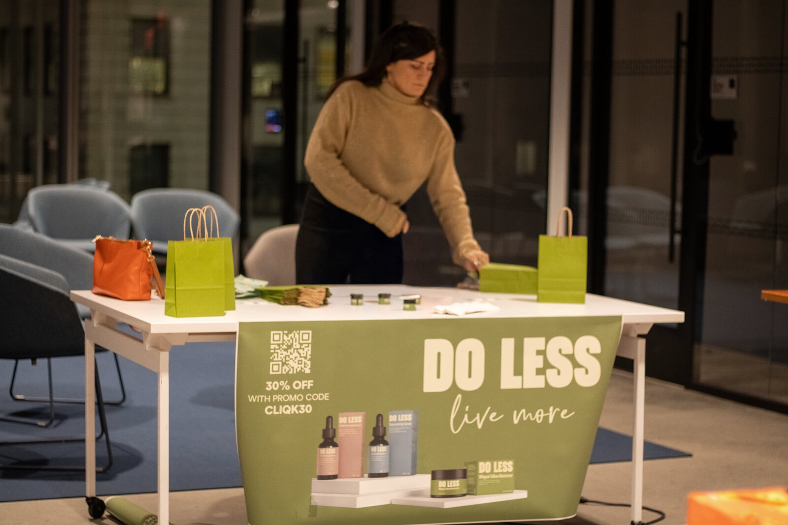 TFBL brand booth: DO LESS, live more